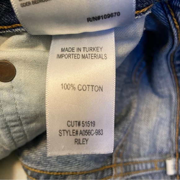 Agolde Los Angeles Riley Crop Straight Distressed Light Blue Denim Jeans - Picture 6 of 11